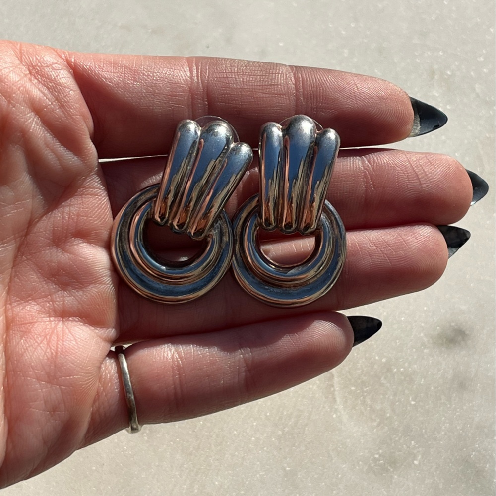 Vintage Sterling Door Knocker Earrings